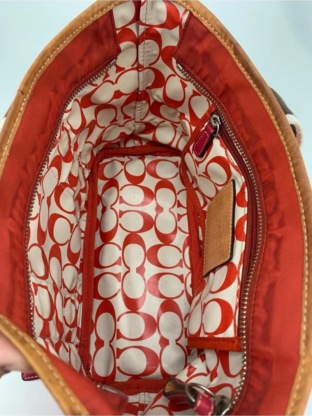 Coach Hampton Mini Tote 6260 Orange Nylon Leather Trim Y2K
